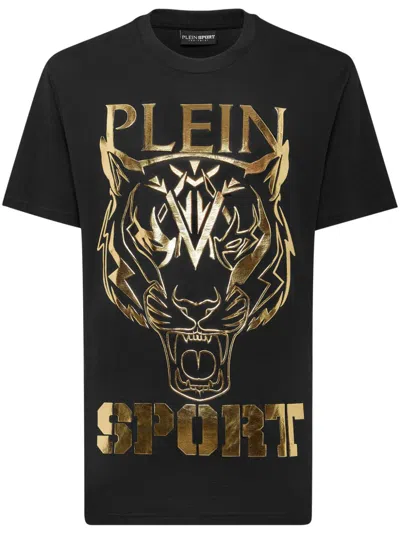 Plein Sport Tiger-print Round-neck T-shirt In Black