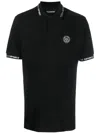 Plein Sport Tiger-print Short-sleeved Polo Shirt In Black
