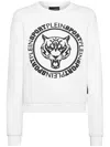 Plein Sport Tiger-print Cropped Sweatshirt In White