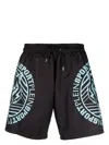 Plein Sport Tiger-print Swim Trunks In Black