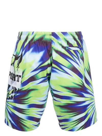 Plein Sport Tiger-print Swim Shorts In Green