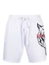 Plein Sport Tiger-print Swim Shorts In White