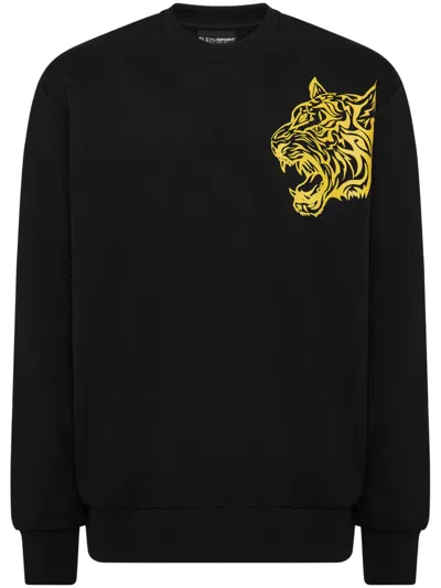 Plein Sport Tiger Round-neck Sweatshirt In Black