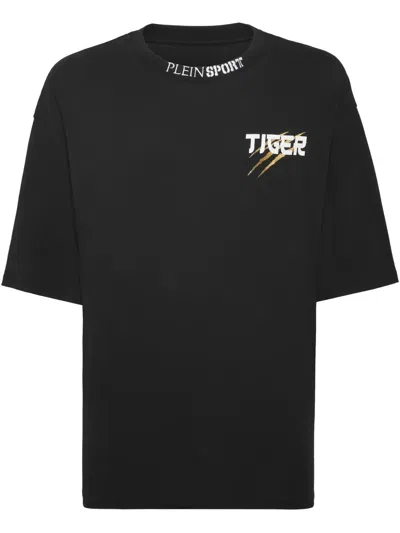 Plein Sport Tiger Tokyo T-shirt In Schwarz