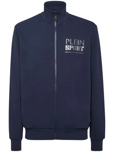 Plein Sport Tiger Zipped Sweatshirt In Blue