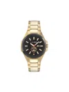 Plein Sport Mens Tigermaster Three Hand Date Quartz Gold Stainless Steel 47mm In Black