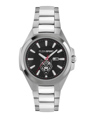 Plein Sport Mens Tigermaster 3 Hand Date Quartz Stainless Steel Bracelet 47mm In Silver