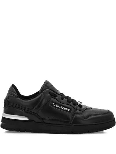 Plein Sport Tiger.x Logo-plaque Leather Sneakers In Black