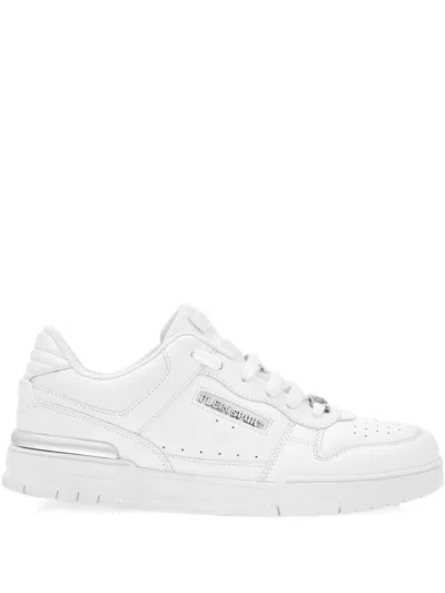 Plein Sport Tiger.x Logo-plaque Leather Sneakers In White