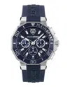Plein Sport Men's Titan Chronograph Date Quartz Blue Silicone Strap Watch, 46mm In Blue