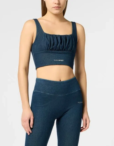 Plein Sport Top Denim Touch Ps Women In Blue