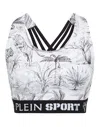 Plein Sport Graphic-print Cropped Tank Top In White