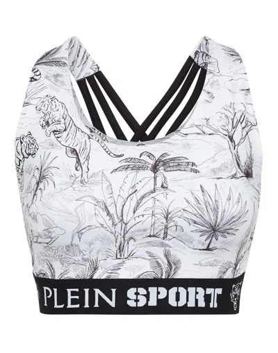 Plein Sport Graphic-print Cropped Tank Top In White