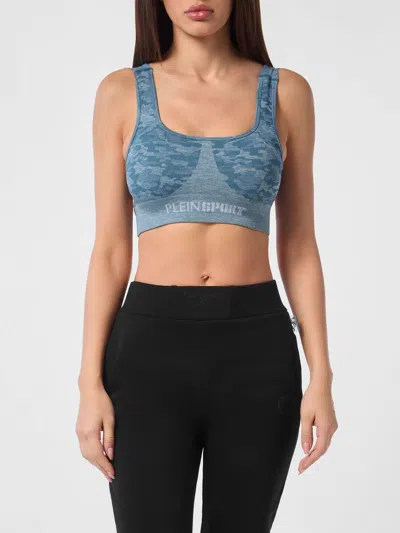 Plein Sport Top Woman Color Grey In Blue