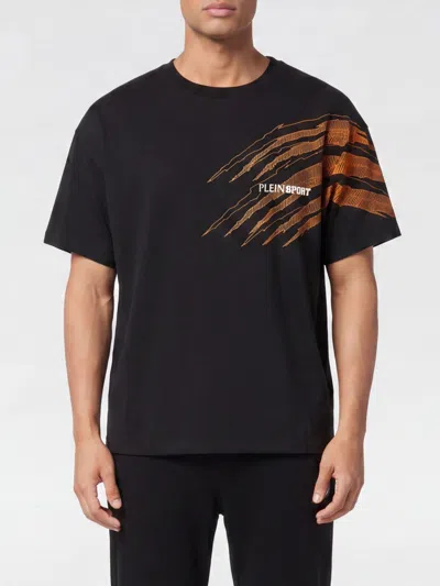 Plein Sport Round Neck T-shirt Scratch Men In Black