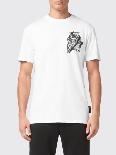 Plein Sport Cotton T-shirt Round Neck Ss Tiger In White