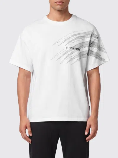Plein Sport Round Neck T-shirt Scratch Men In White