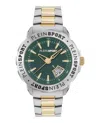 Plein Sport Two-tone Quartz Timepiece With Green Enamel Dial In Metallic