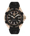 Plein Sport Mens Urban Pulse 3 Hand Date Quartz Black Silicone Strap 47mm