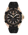 Plein Sport Mens Urban Pulse 3 Hand Date Quartz Black Silicone Strap 47mm In Multi