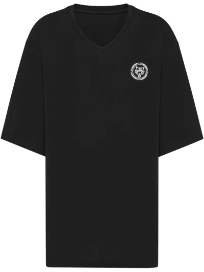 Plein Sport V-neck T-shirt In Black