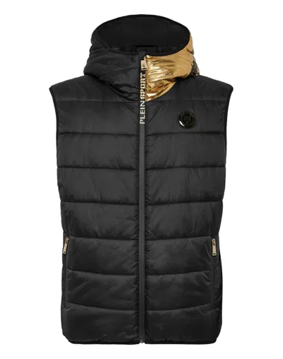 Plein Sport Vest Hoodie Laminated Scratch In Black