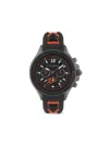 Plein Sport Mens Warrior Tech Chronograph Date Quartz Orange Silicone 47.5mm In Black