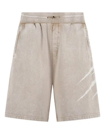 Plein Sport Washed Shorts Crackle Scratch Men In Neutral