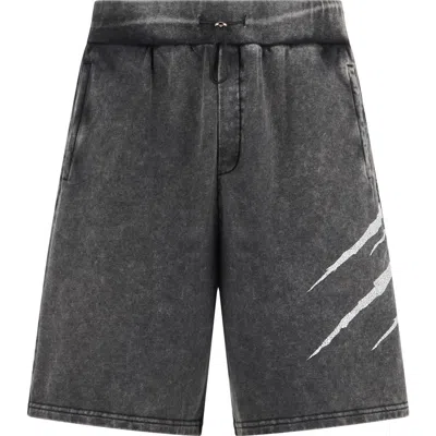 Plein Sport Washed Shorts Crackle Scratch Men In Black