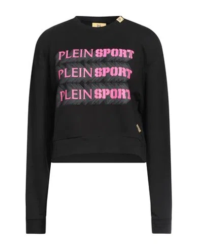 Plein Sport Woman Sweatshirt Black Size L Cotton, Elastane