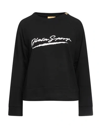 Plein Sport Woman Sweatshirt Black Size S Cotton, Elastane