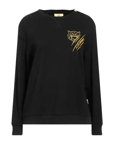 Plein Sport Woman Sweatshirt Black Size S Cotton, Elastane