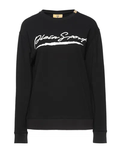 Plein Sport Woman Sweatshirt Black Size Xs Cotton, Elastane
