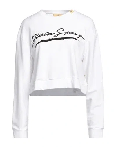 Plein Sport Woman Sweatshirt White Size M Cotton, Elastane