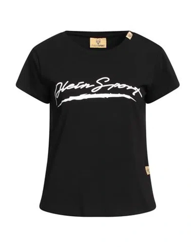 Plein Sport Woman T-shirt Black Size S Cotton, Elastane