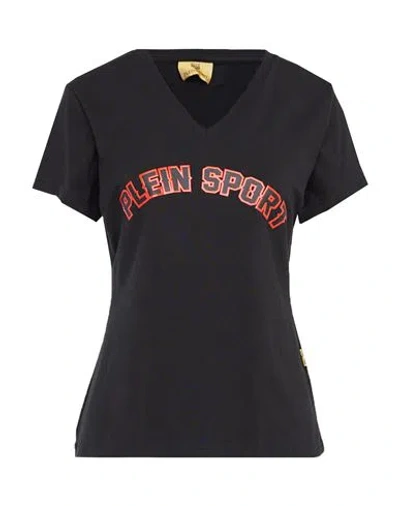 Plein Sport Woman T-shirt Black Size M Cotton, Elastane