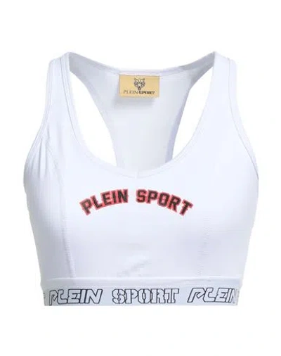 Plein Sport Woman Top White Size L Cotton, Elastane