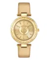 Plein Sport Opium Leather Strap Watch With Champagne Sunray Dial In Gold