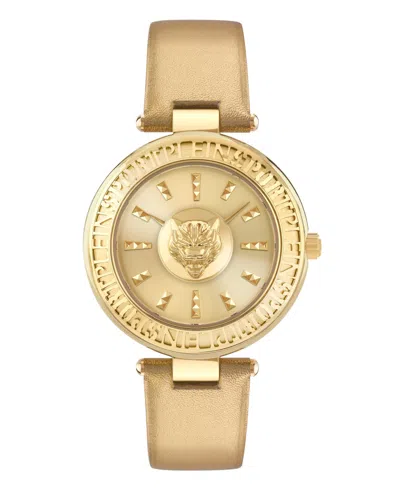 Plein Sport Women's Opium 2 Hand Quartz Gold Genuine Leather Strap 38mm