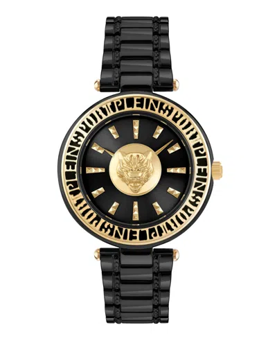PLEIN SPORT WOMEN'S OPIUM 2 HAND QUARTZ IP BLACK BRACELET 38MM