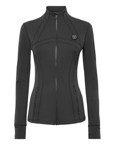 Plein Sport Zip-up Jogging Top In Black