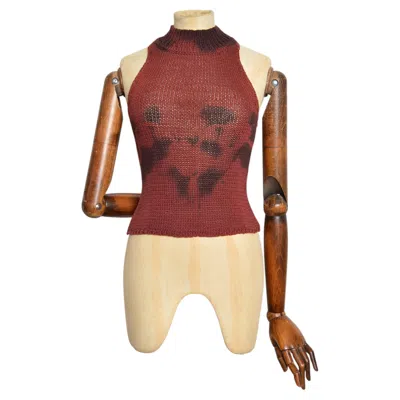 Pre-owned Plein Sud 2000's  Vintage Burgundy Cinnamon Red Woven Knit Crop Top