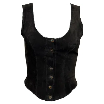 Pre-owned Plein Sud 2000s Black Suede Corset-cut Top