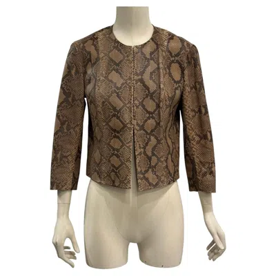 Pre-owned Plein Sud 2000s  Phyton Leather Jacket In Brown