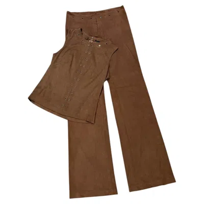 Pre-owned Plein Sud 2000s  Suede Set Sleeveless Top & Pants In Brown