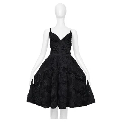 Pre-owned Plein Sud Black Sun Dress With Deep Neckline And Intricate Ruffle Details