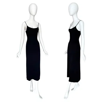 Pre-owned Plein Sud By Fayçal Amor Vintage 1990s Black Viscose & Lycra Mix Slip Dress