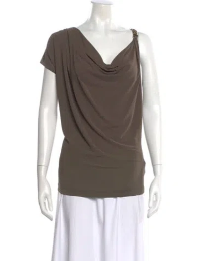 Pre-owned Plein Sud Cowl Neck Short Sleeve Top In Brown