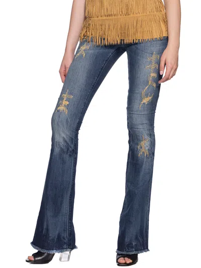 Plein Sud Denim Jeans With Embroidery In Blue