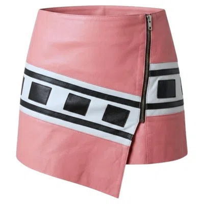 Pre-owned Plein Sud Jeans Spring/summer 2004 Runway 'the Race' Pink Leather Mini Skirt